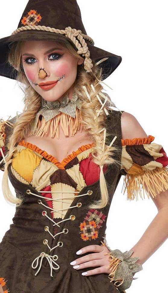 Women's Sexy Sassy Scarecrow Deluxe Fancy Dress Costume Alternative View 2