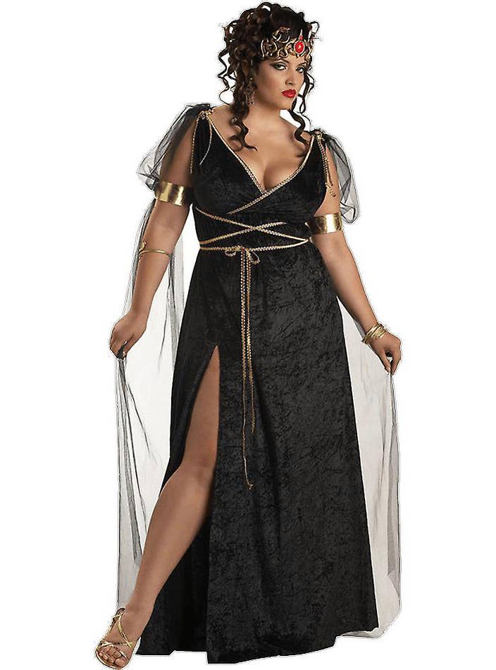 Medusa Black and Gold Mythical Plus Size Toga Womens Costume Alt image