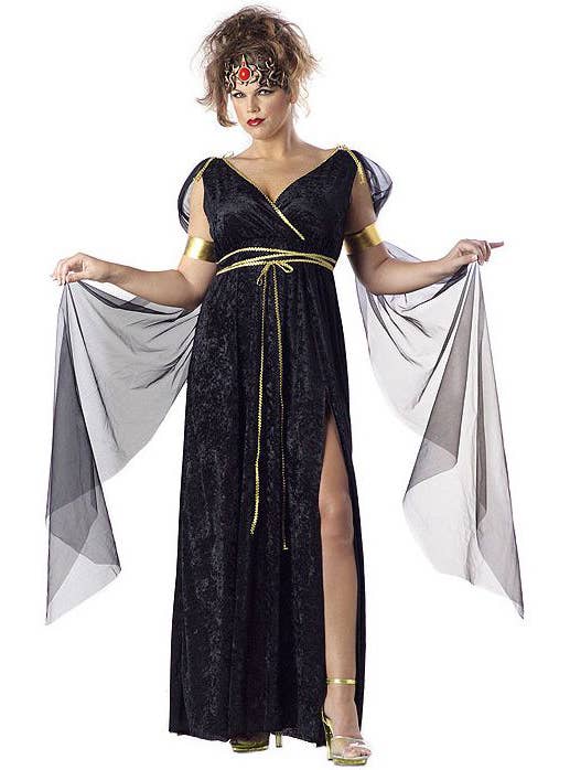 Medusa Black and Gold Mythical Plus Size Toga Womens Costume image