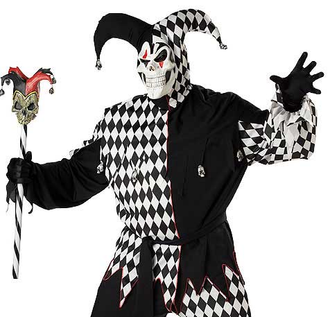 Men's Plus Size Creepy Jester Halloween Costume Front