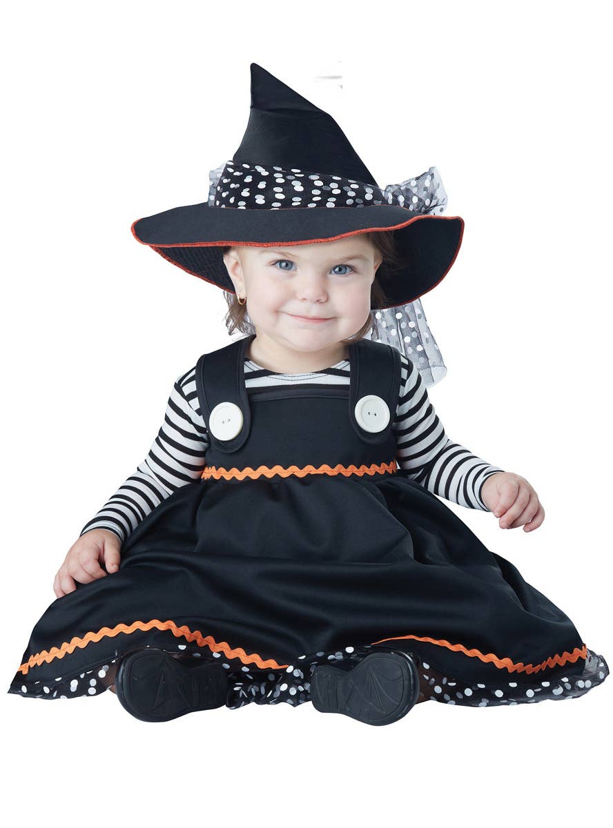 Infant Girl's Crafty Black and White Witch Halloween Costume Main Image