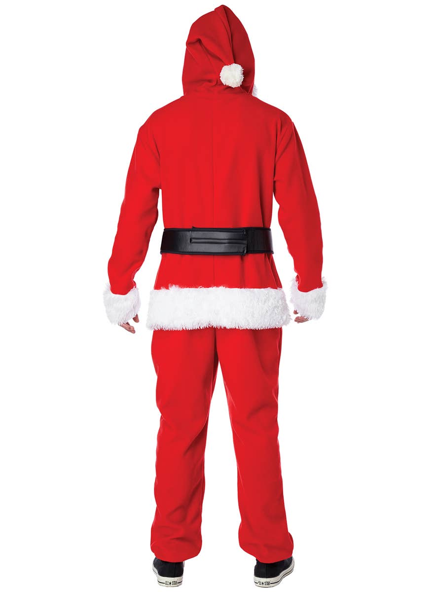 Fleece Santa Claus Christmas Costume for Unisex Adults - Men's Back Image