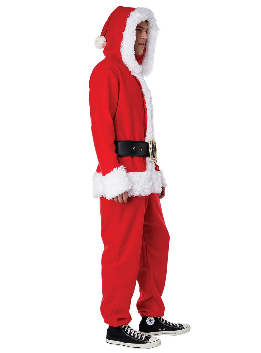 Fleece Santa Claus Christmas Costume for Unisex Adults - Men's Side Image