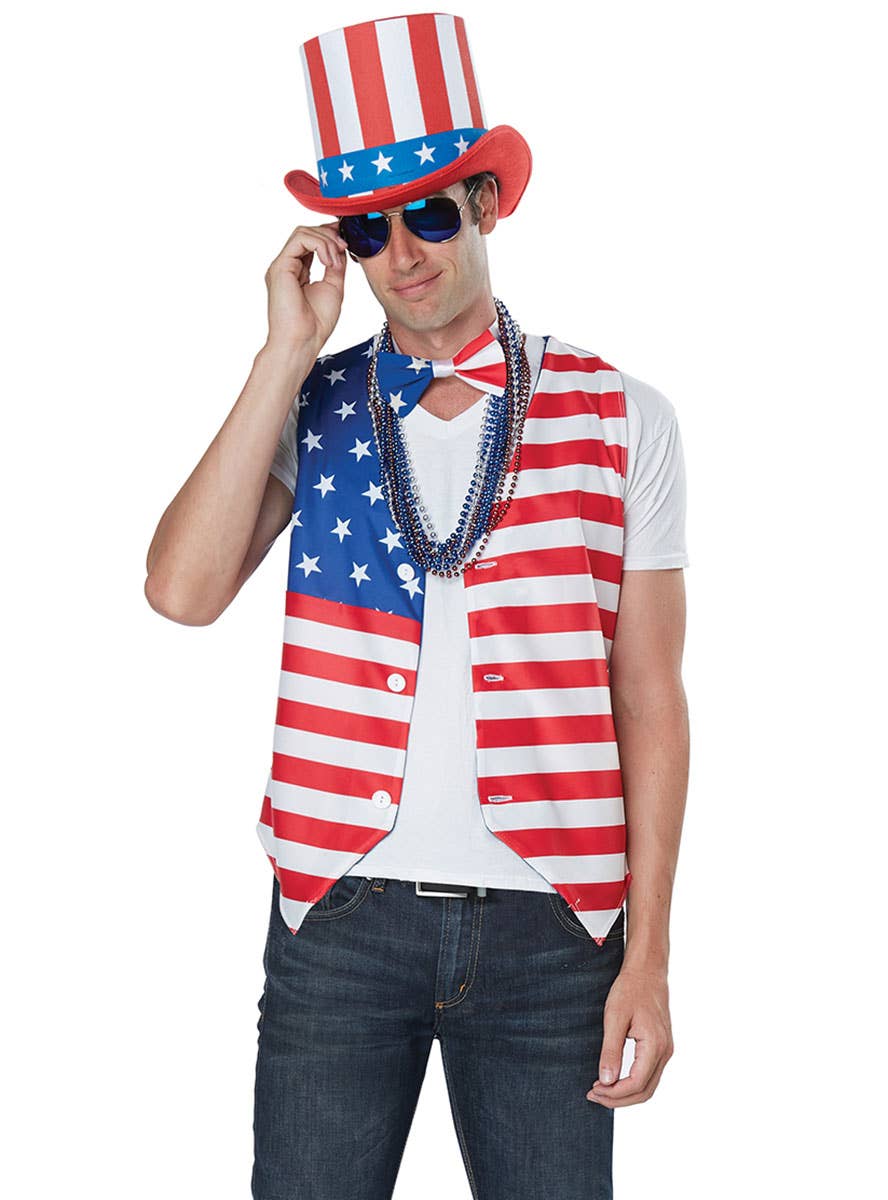 July 4th Men's American Patriot Fancy Dress Costume - Alt Image