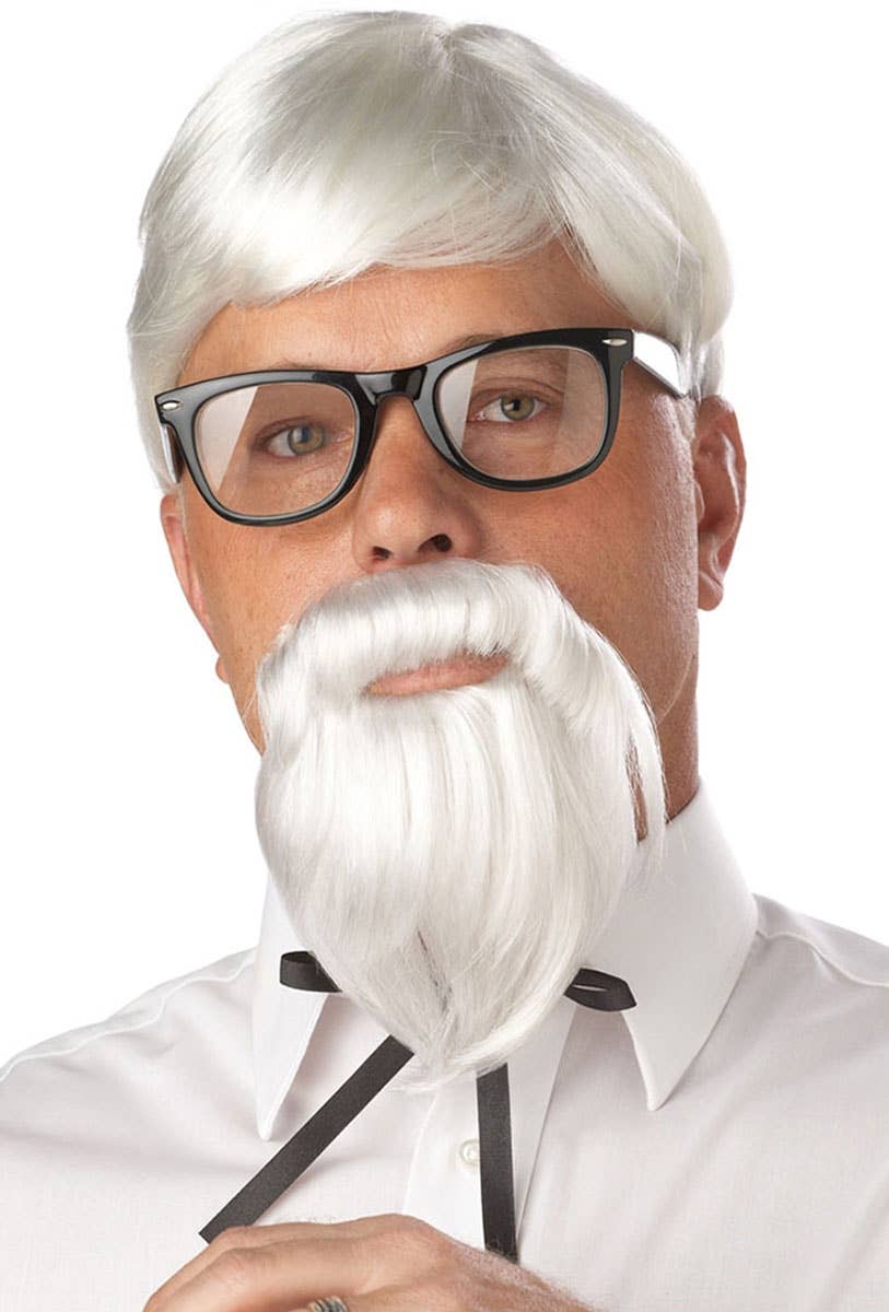 Men's KFC White Colonel Sanders Wig and Goatee Beard Set