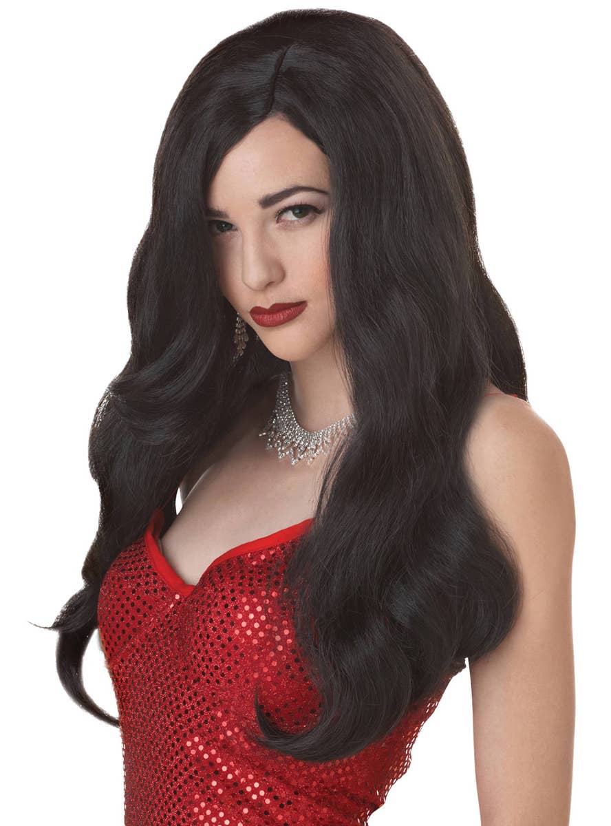 Image of Silver Screen Sensation Women's Long Black Costume Wig