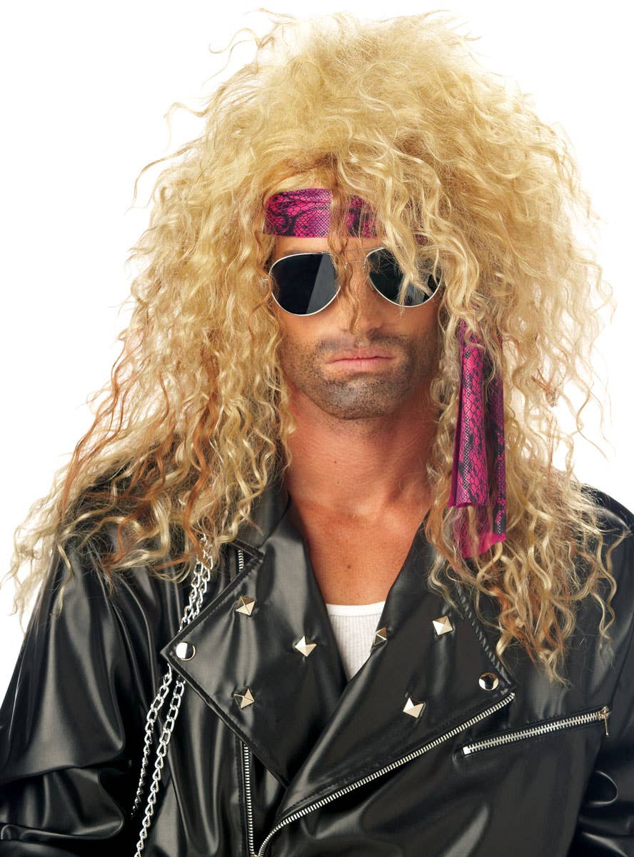 1980's Mens Frizzy Blonde 80s Costume Wig - Main Image
