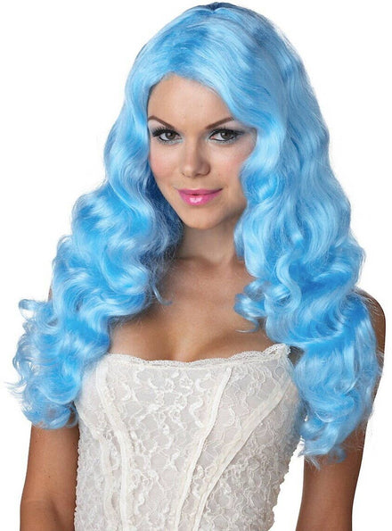 Women's Blue Long Music Festival Costume Wig