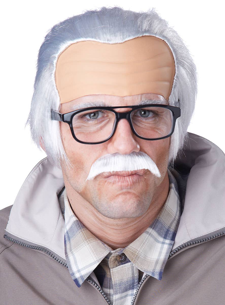 Men's Old Grandpa Funny White Costume Wig and Moustache