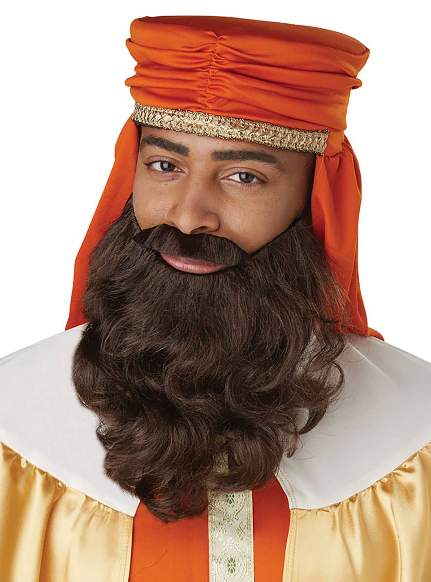 Image of Wise Man Mens Brown Beard and Moustache Set - Main Photo