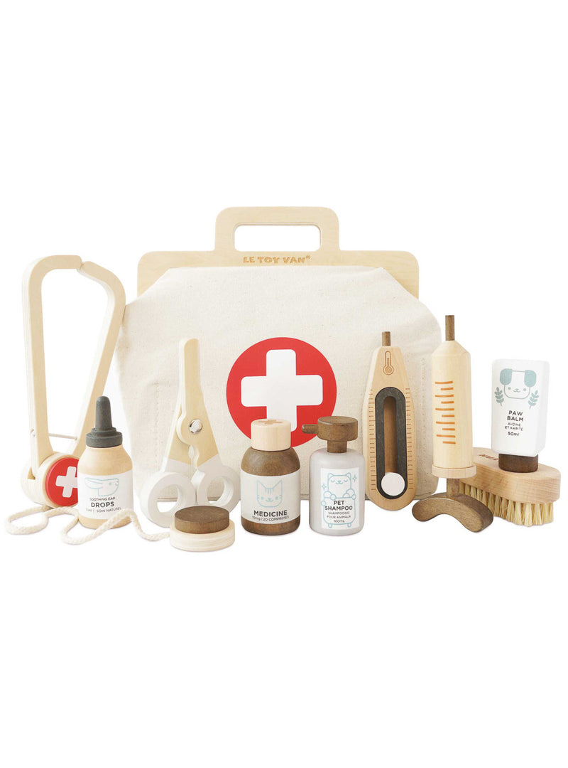 Childrens 10pc Pretend Wooden Animal Vet Set - Main Image