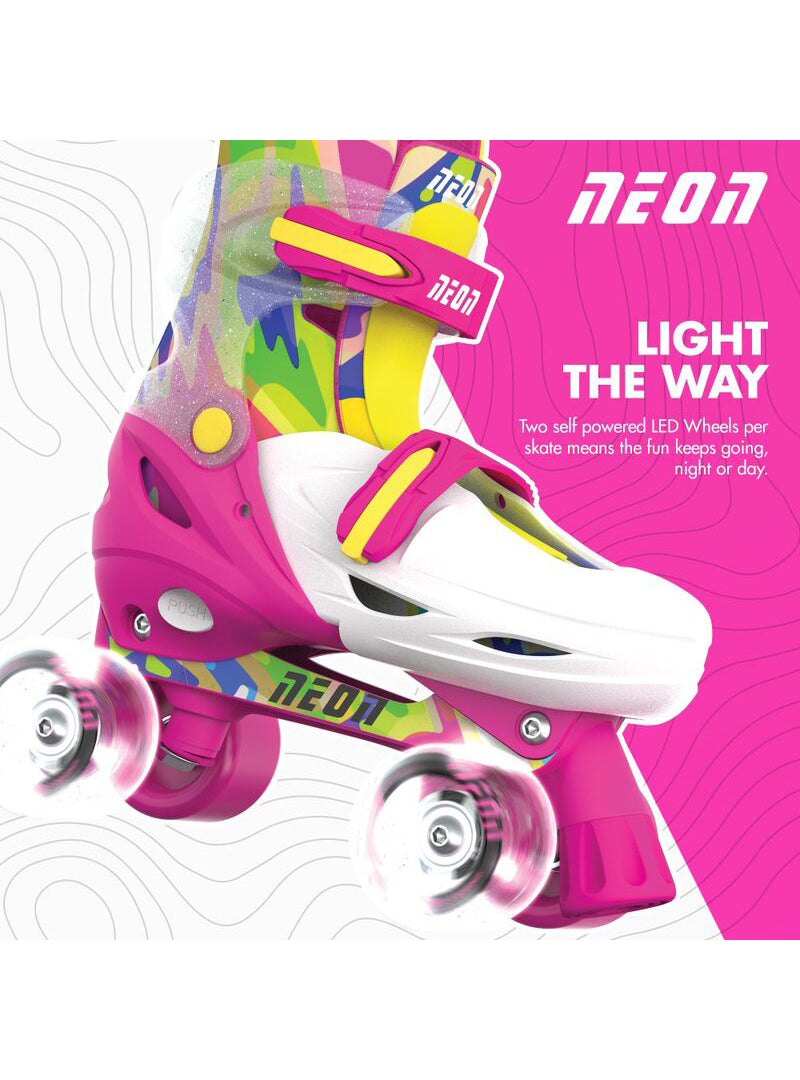 Childrens Neon Pink And Yellow Combo Roller Skates - Alternate Image 1
