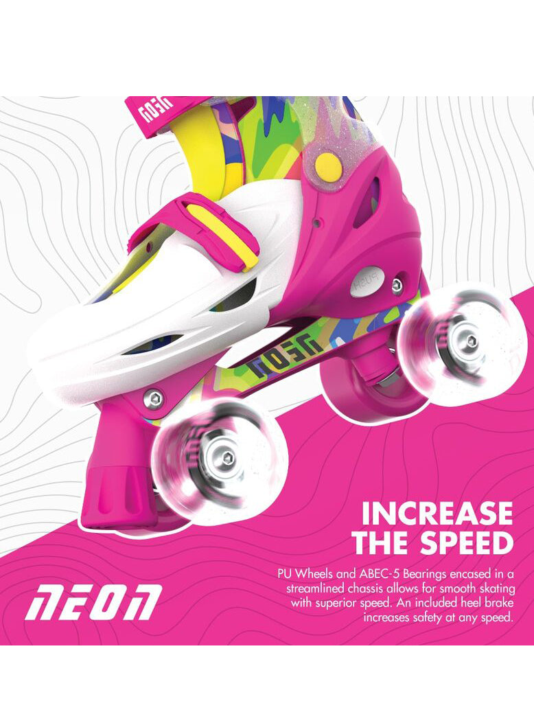 Childrens Neon Pink And Yellow Combo Roller Skates - Alternate Image 2