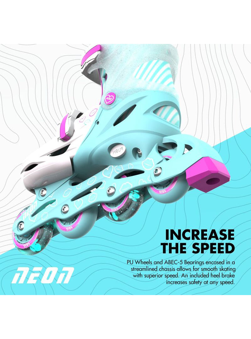 Childrens Teal And Pink Inline Roller Skates - Alternate Image 2