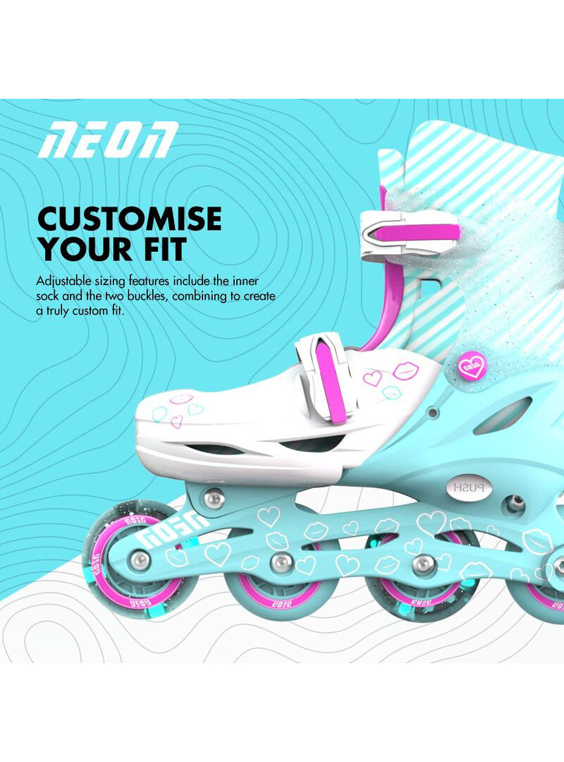 Childrens Teal And Pink Inline Roller Skates - Alternate Image 3
