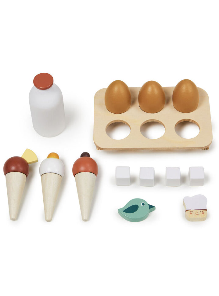 Childrens White Wooden Refrigerator Kitchen Toy - Food Image