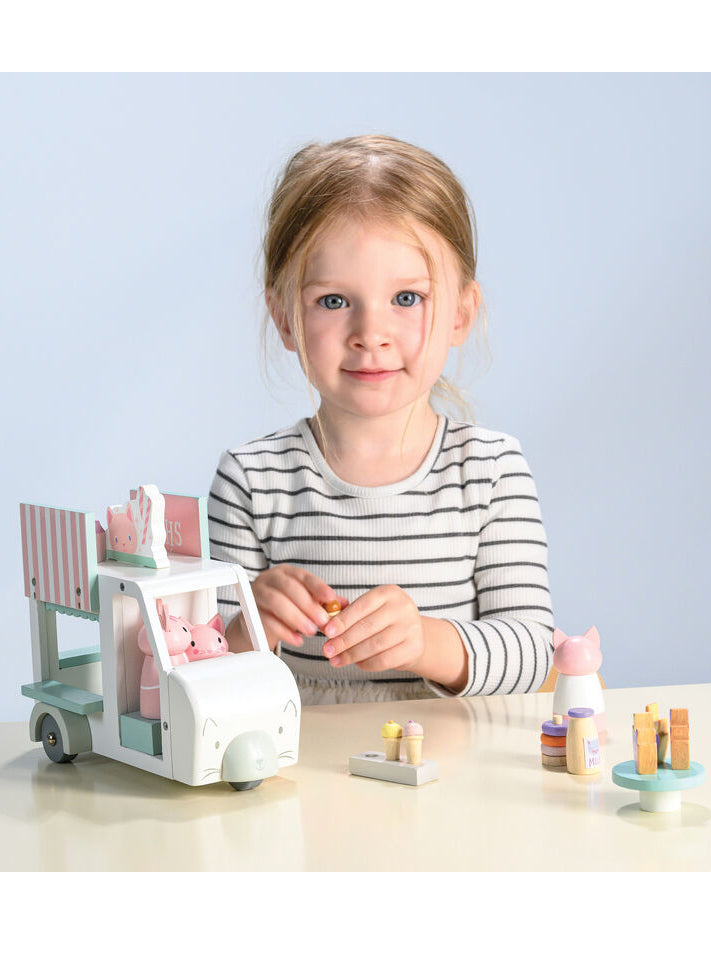Childrens Wooden Kitty Milkshake Van Toy - Lifestyle Image 2