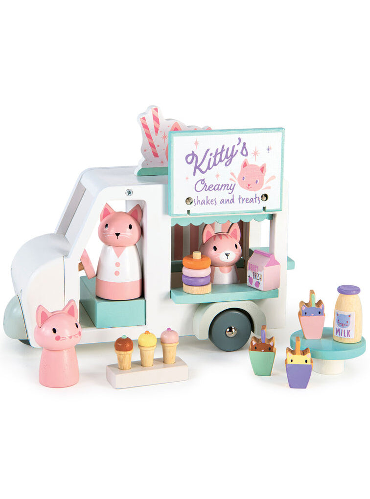 Childrens Wooden Kitty Milkshake Van Toy - Main Image