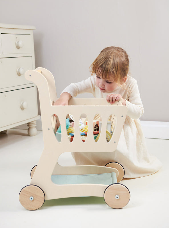 Childrens Wooden Shopping Trolley Top - Lifestyle Image 1