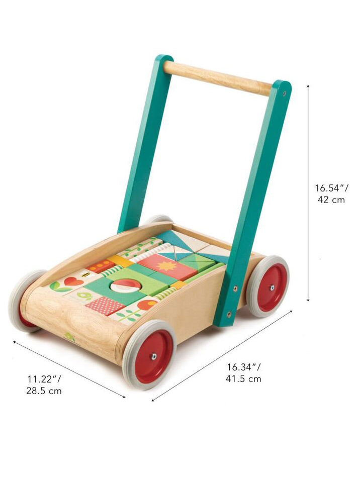 Childrens Wooden Wagon With Building Blocks - Dimension Image