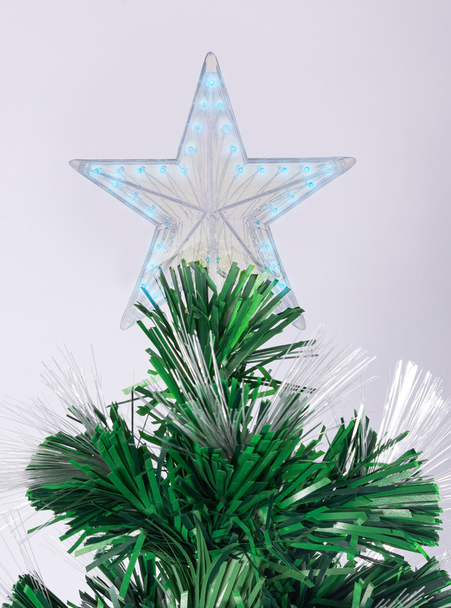 Christabelle 120cm Prelit Fibre Optic Multicolour Light Christmas Tree with Stars - Close Image 1