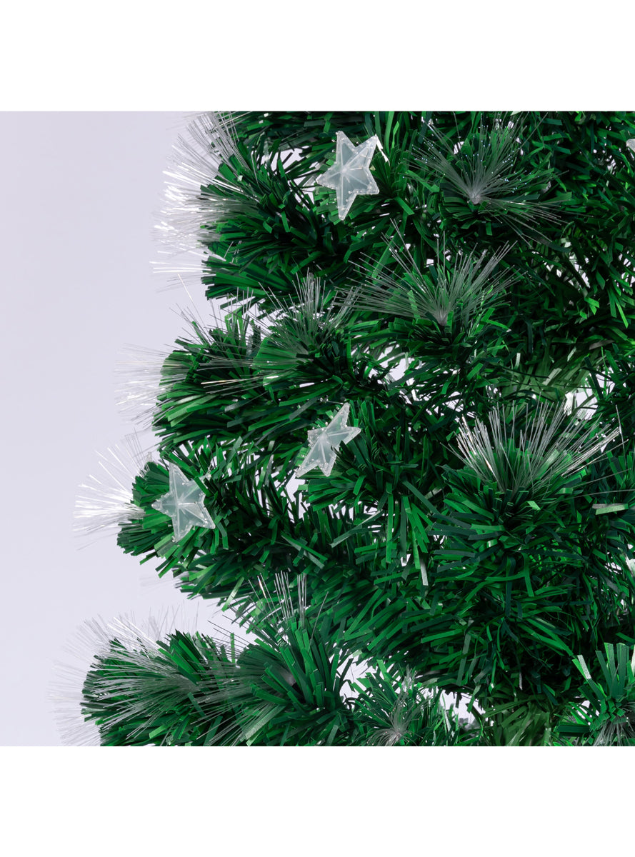 Christabelle 120cm Prelit Fibre Optic Multicolour Light Christmas Tree with Stars - Close Image 2