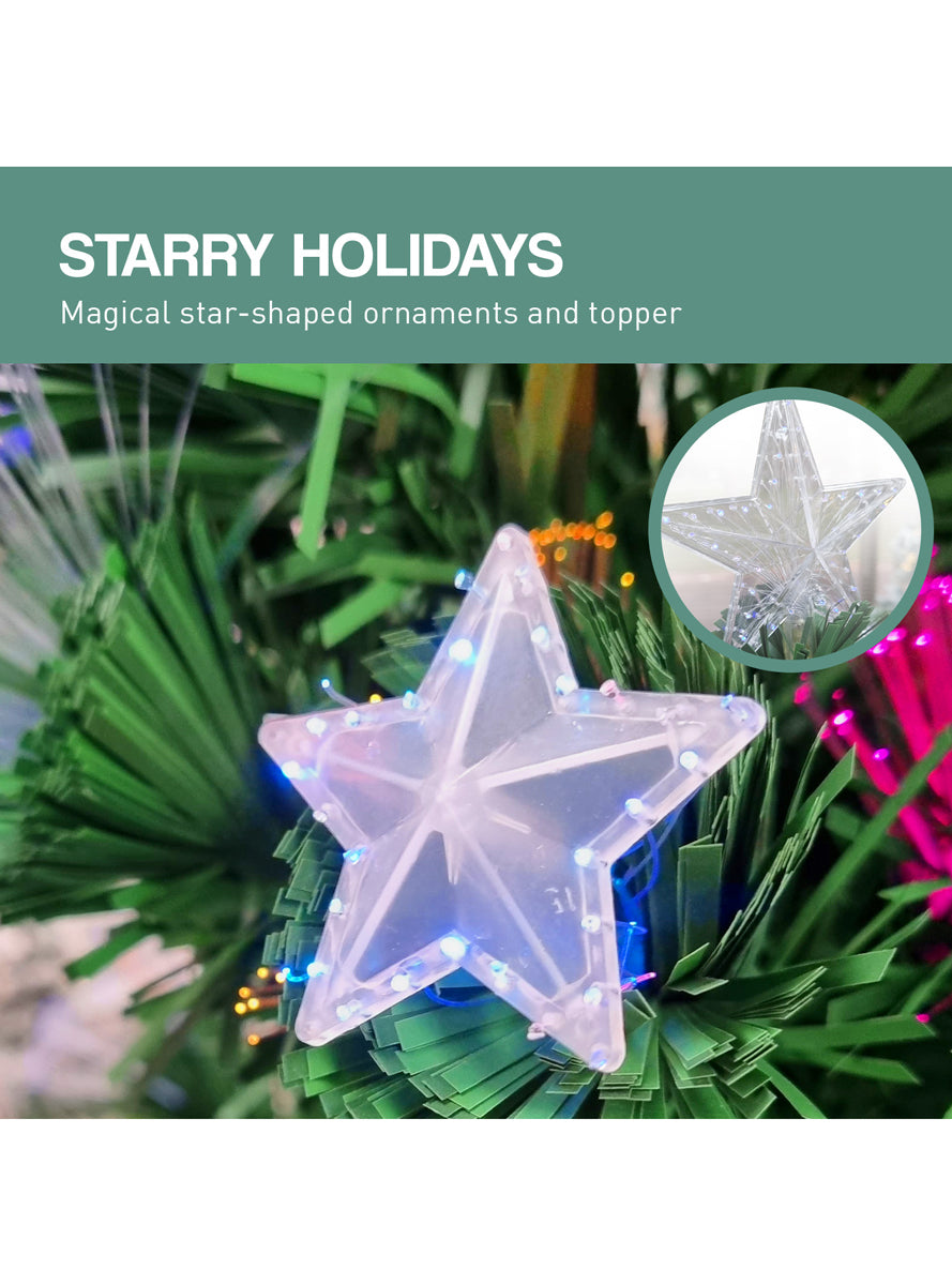 Christabelle 120cm Prelit Fibre Optic Multicolour Light Christmas Tree with Stars - Information Image 3