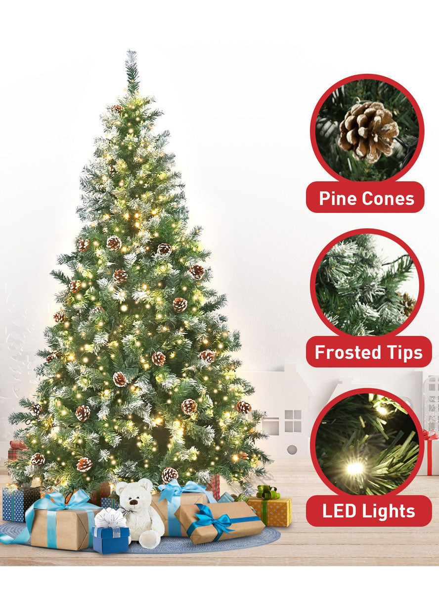Christabelle Warm White Prelit Christmas Tree With Pine Cones 180cm Information Image