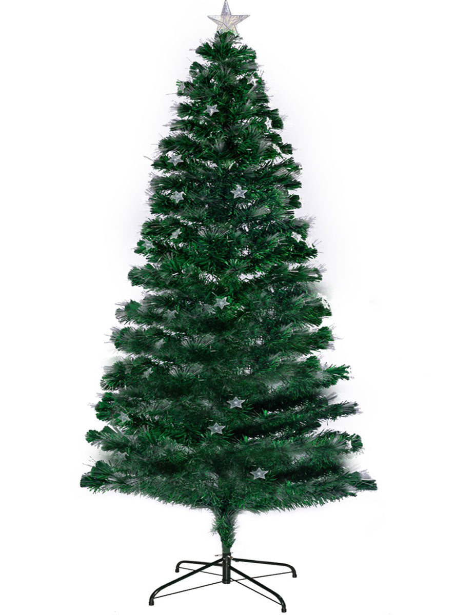 Christabelle Prelit Rainbow Fibre Optic Christmas Tree With Stars 210cm Unlit Image