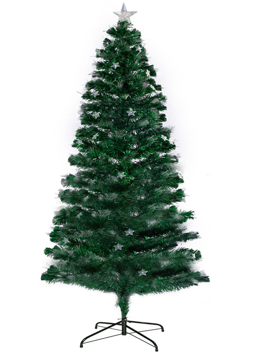 Christabelle Enchanted Prelit Rainbow Fibre Optic Christmas Tree With Stars 240cm Unlit Image