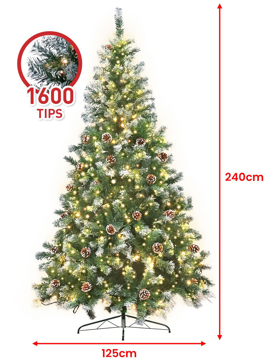 Christabelle Warm White Prelit Christmas Tree With Pine Cones 240cm Dimensions Image