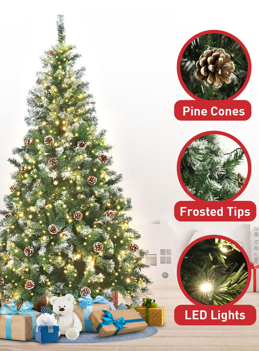 Christabelle Warm White Prelit Christmas Tree With Pine Cones 240cm Information Image