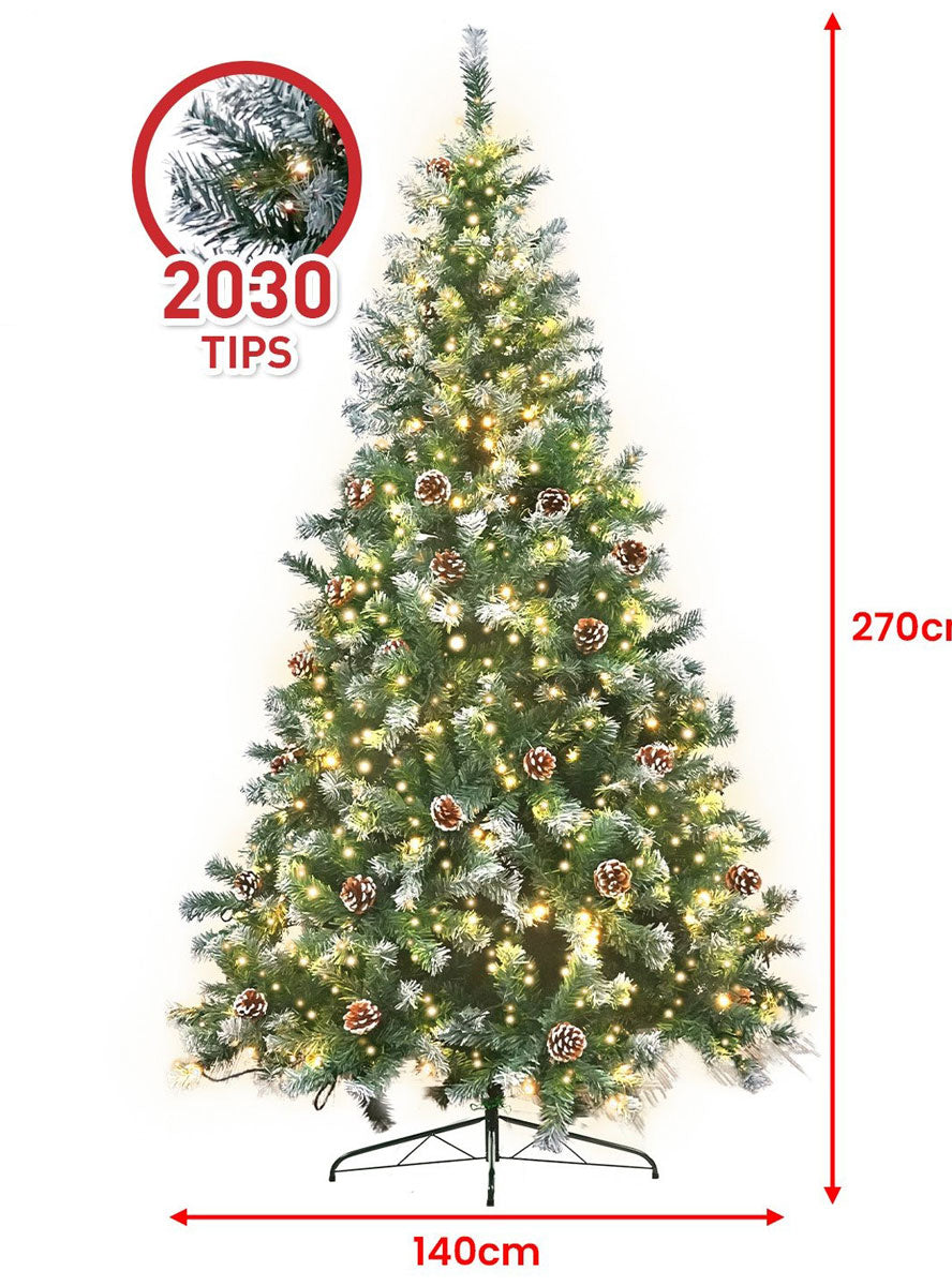 Christabelle Warm White Prelit Christmas Tree With Pinecone Decorations 270cm Dimensions Image