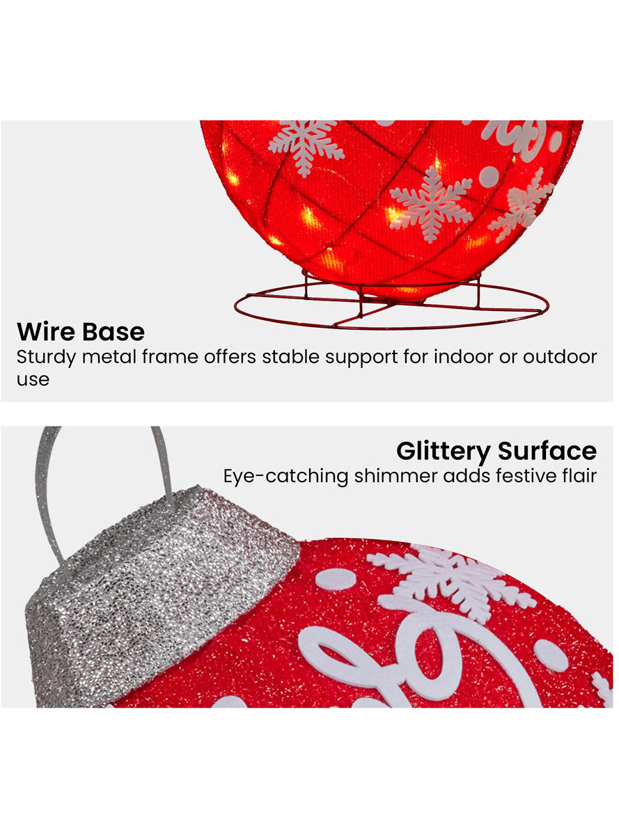Christabelle Warm LED Light Giant Merry Christmas Bauble Stack Christmas Decoration - Details Image 2
