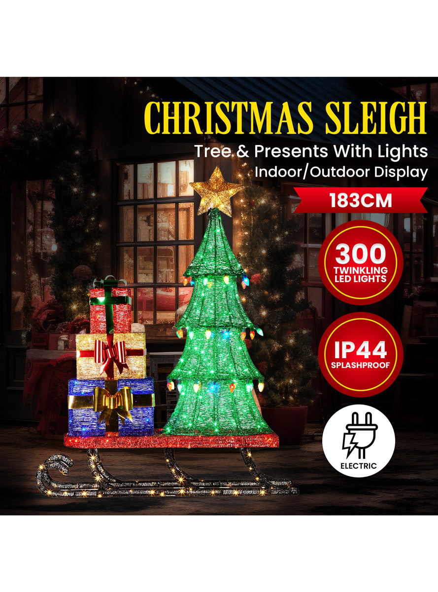 Christmas Tree on Sled 183cm Light Up Christmas Decoration - Info Image