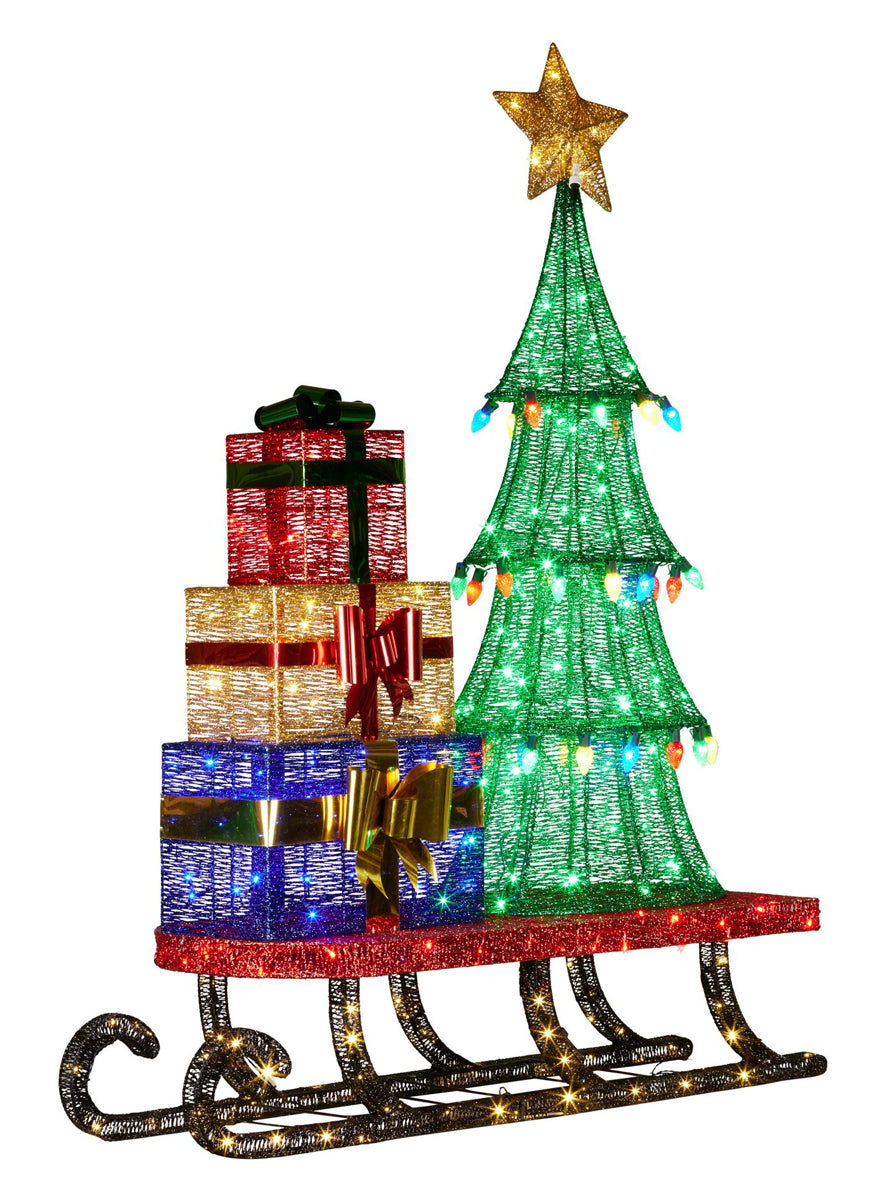 Christmas Tree on Sled 183cm Light Up Christmas Decoration - Side Image