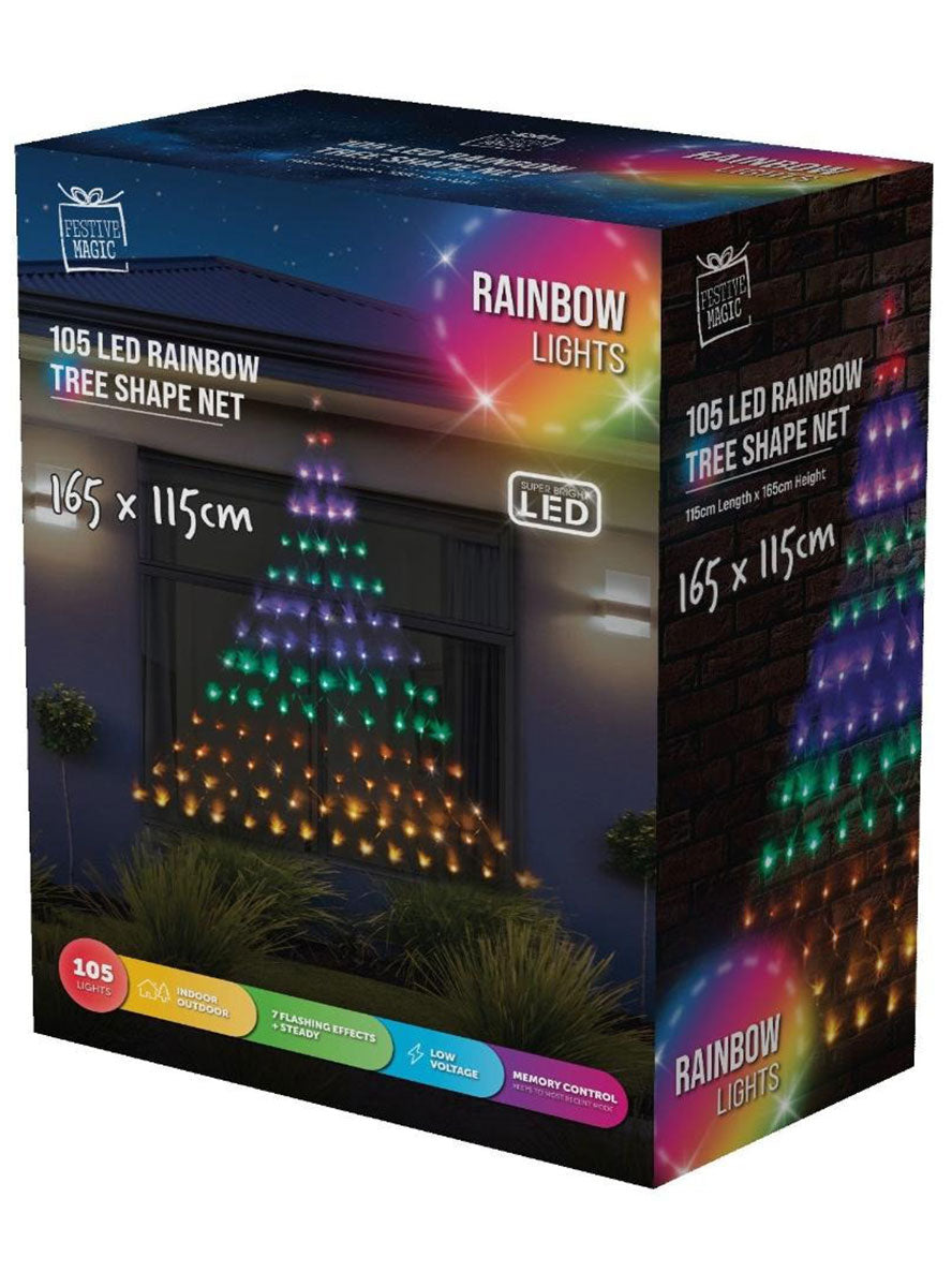 Rainbow Wall Net Christmas Lights Tree Shape - Alternate Image 2