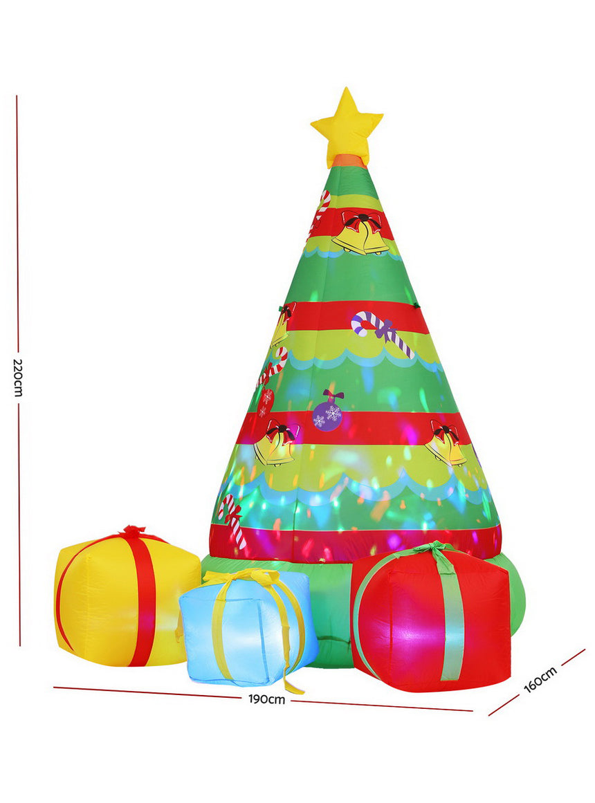Christmas Tree with Gifts and Flashing Lights 220cm Inflatable Christmas Decoration - Dimensions Image