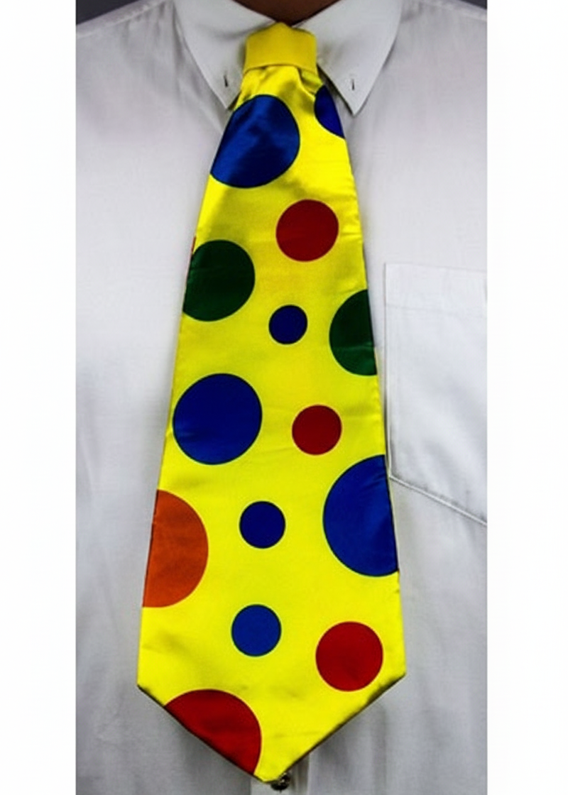 Circus Clown Yellow Polka Dot Jumbo Costume Tie - Main Image