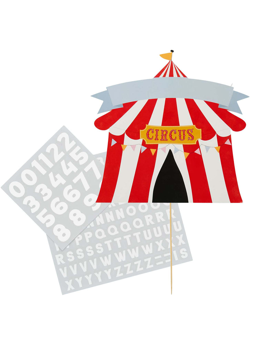 Circus Party 17cm Customisable Card Birthday Cake Topper — Main Image