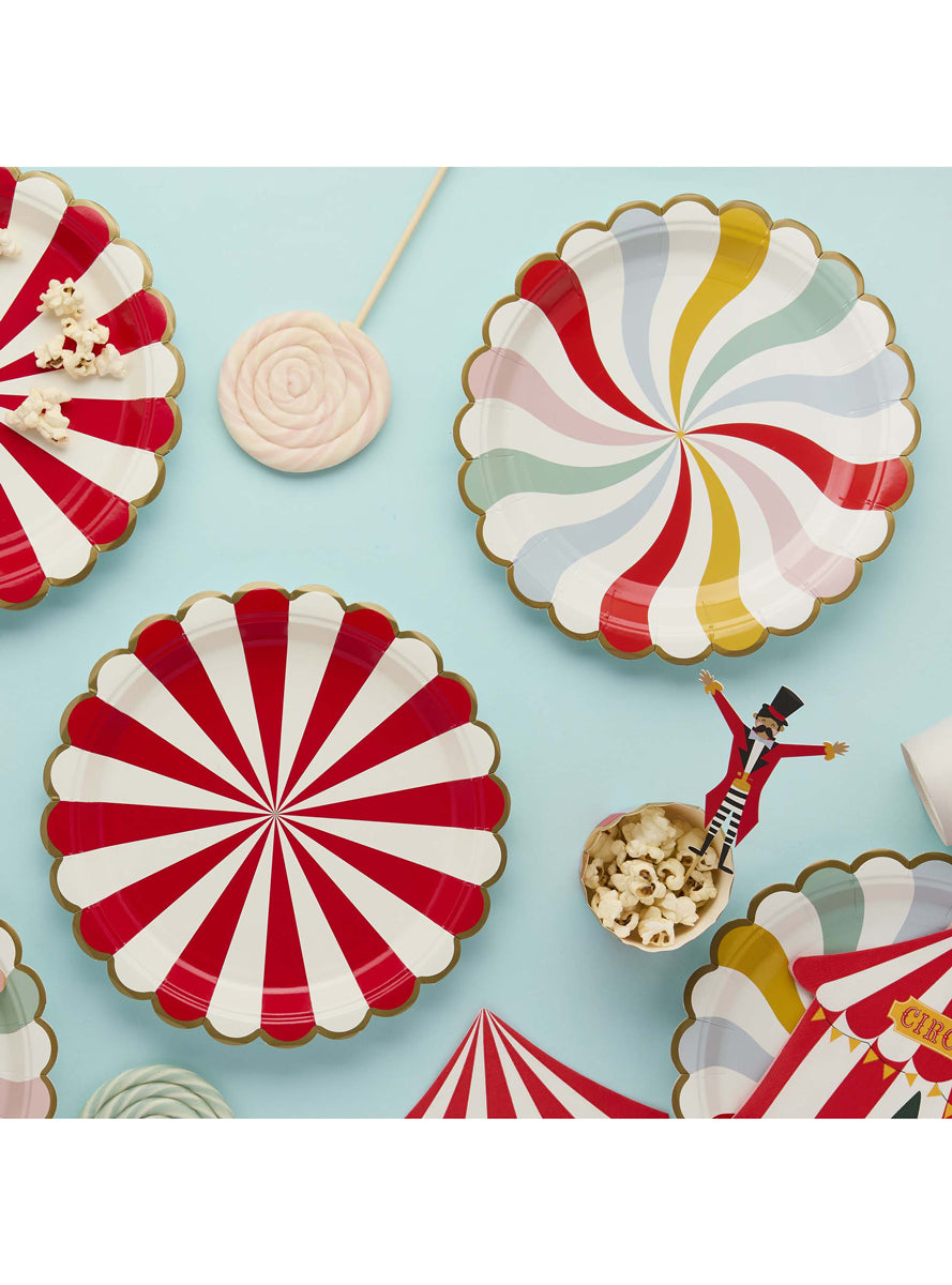 Circus Party 8 Pack Swirl Print Paper Plates — Lifestyle Image 1