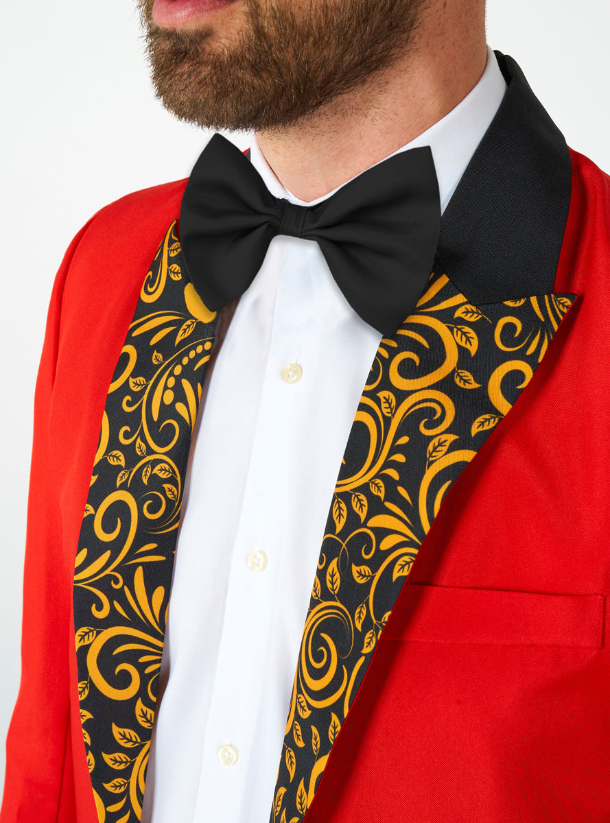 Circus Ringmaster Mens Red Tailcoat Costume Suit - Close Image 3