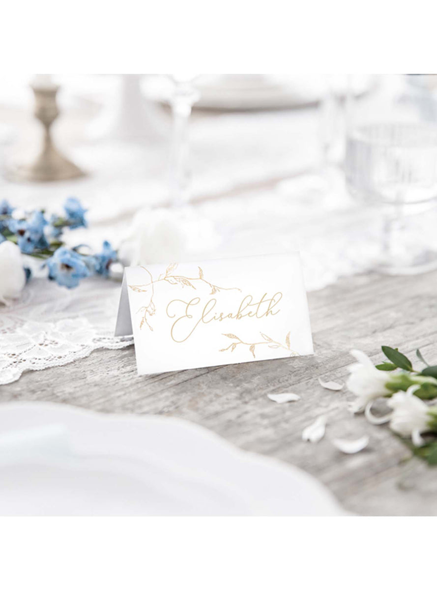 Classic 10 Pack Place Cards With Gold Branches — Lifestyle Image
