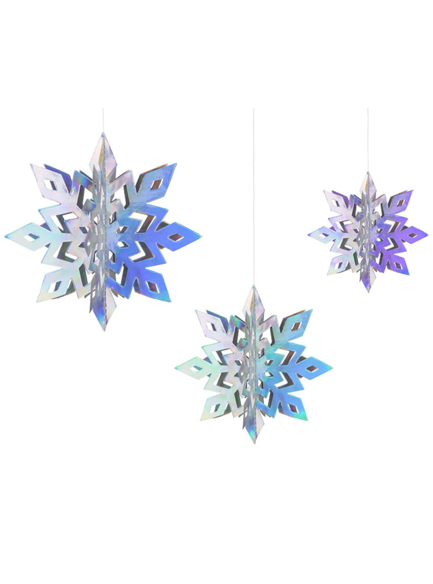 Iridescent Snowflake Hanging Decorations - Main Image