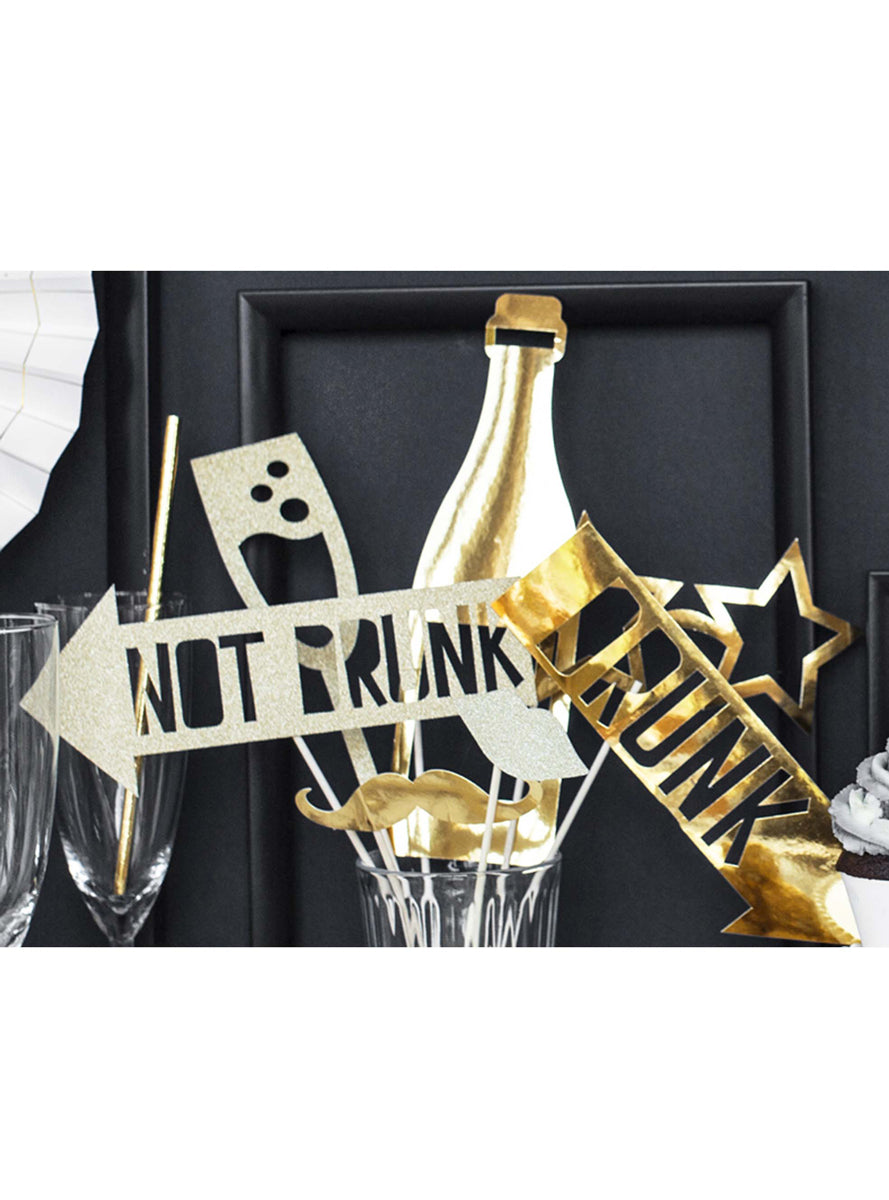Classic Gold Lets Celebrate 8 Piece Photobooth Props — Lifestyle Image 1