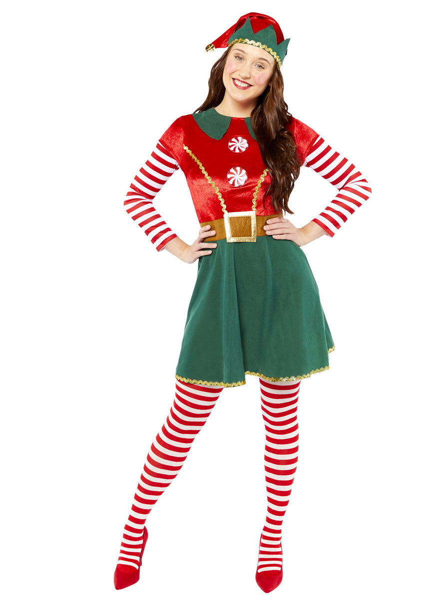 Classic Green Christmas Elf Plus Size Womens Costume - Main Image