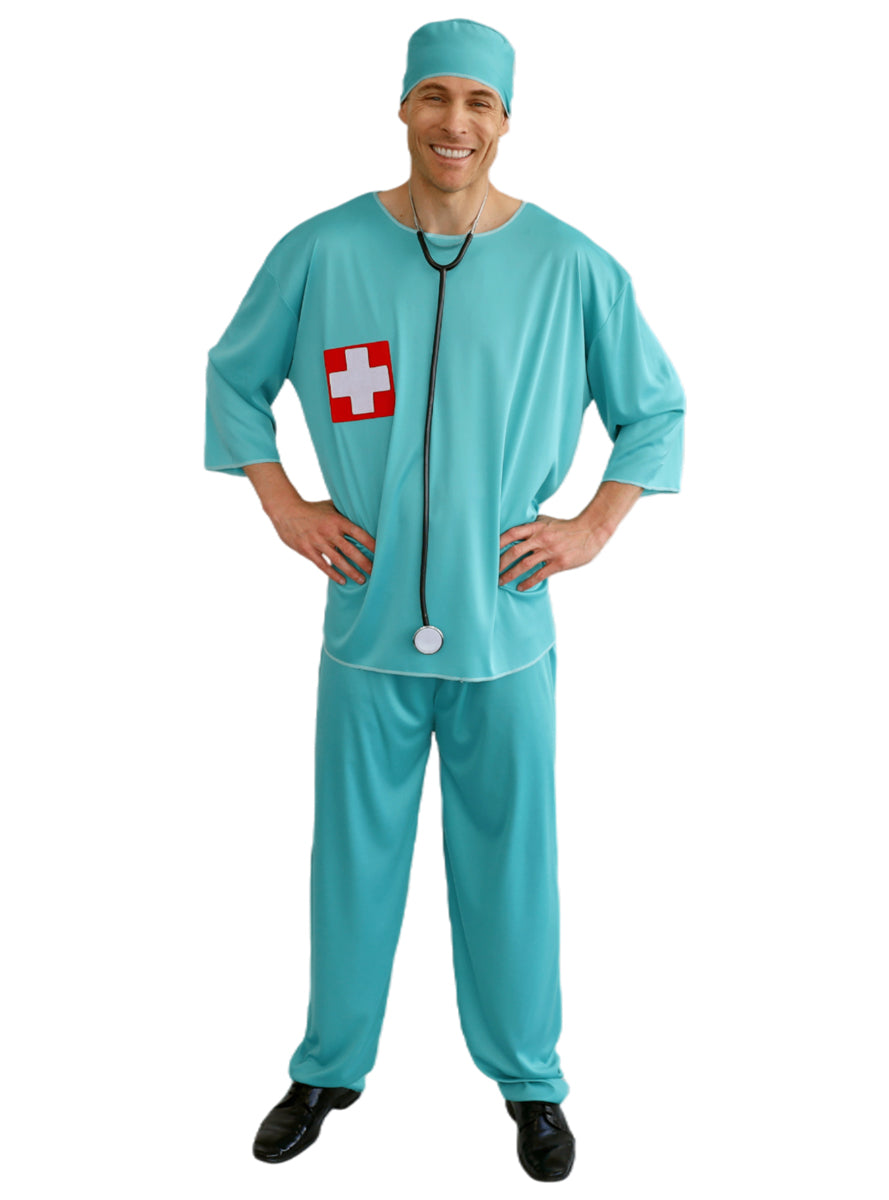 Classic Green Surgical Scrubs Mens Costume - Main Image