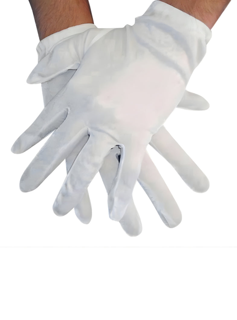Classic Mens White Wrist Length Costume Gloves - Main Image