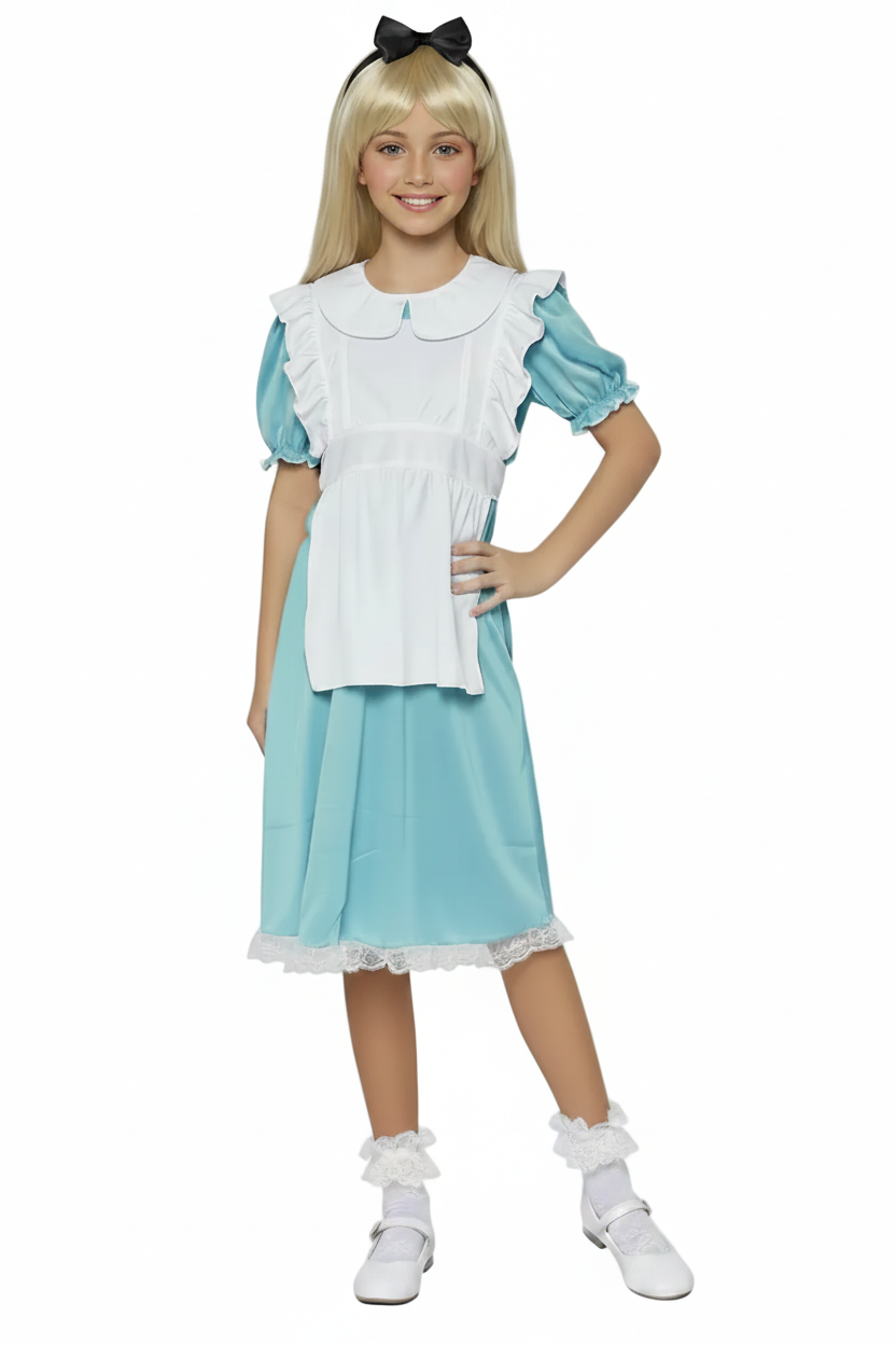 Girls classic alice in wonderland book week costume - main image