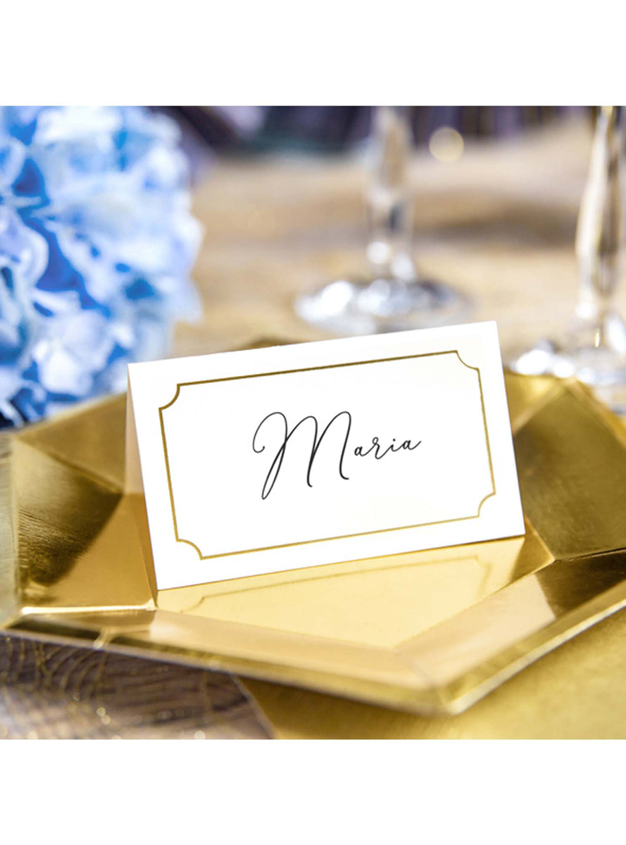 Classic Thin Gold Edge 10 Pack Place Cards — Lifestyle Image